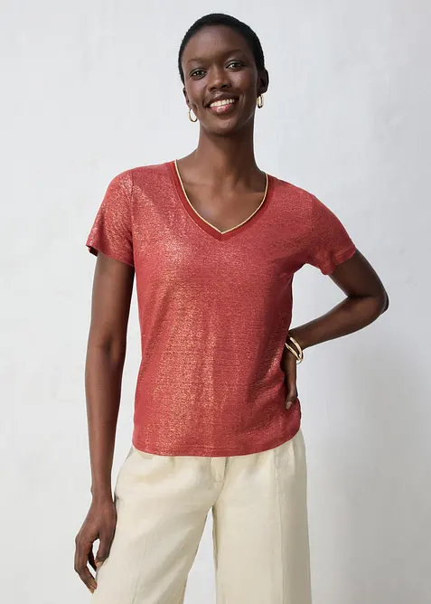 Maglia in puro lino con lurex, bonprix