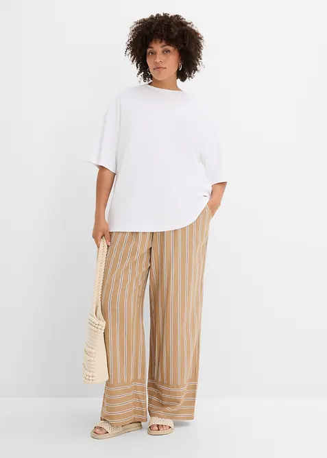 Pantaloni a righe con elastico in vita, bonprix