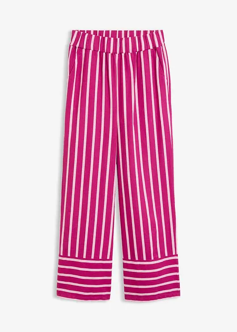 Pantaloni a righe in misto lino con elastico in vita, bonprix