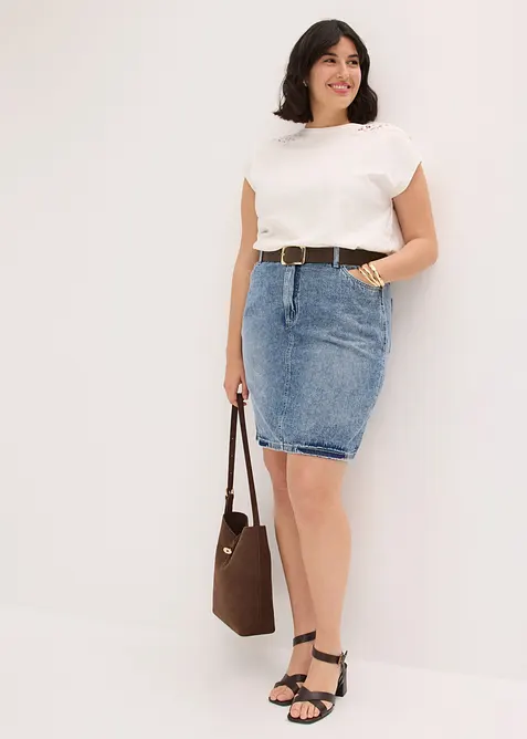 Maglia in puro cotone con inserto in pizzo, bonprix