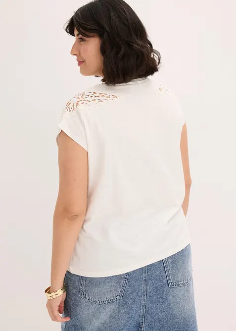 Maglia in puro cotone con inserto in pizzo, bonprix