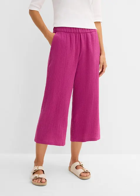 Pantaloni larghi in mussola di cotone, bonprix