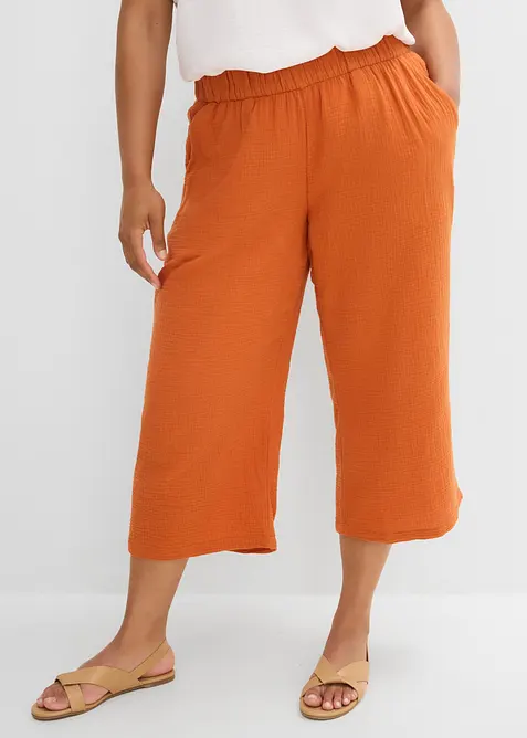 Pantaloni larghi in mussola di cotone, bonprix