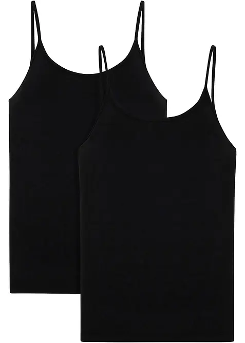 Top con spalline sottili in puro cotone biologico (pacco da 2), bonprix
