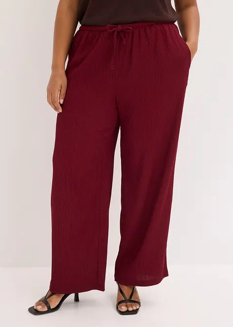 Pantaloni larghi in cr&ecirc;pe operato, bonprix