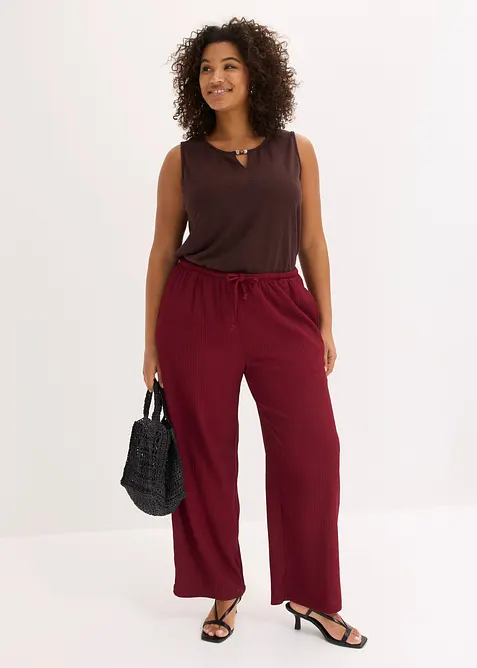 Pantaloni larghi in cr&ecirc;pe operato, bonprix