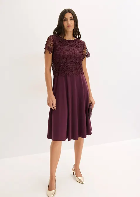 Abito midi con pizzo, bonprix