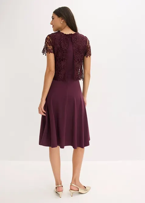 Abito midi con pizzo, bonprix