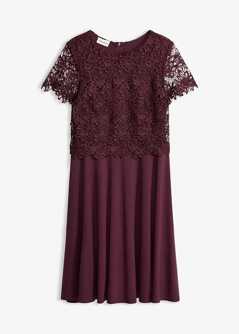Abito midi con pizzo, bonprix