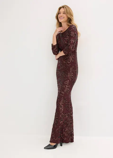 Abito con paillettes e scollatura sulla schiena, bonprix
