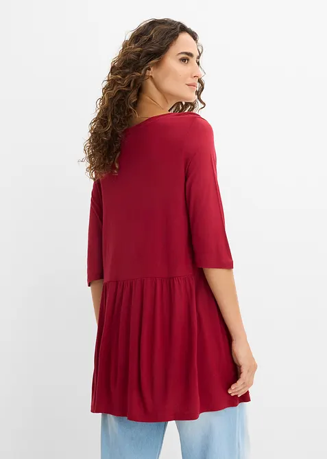 Maglia lunga in viscosa con balza, bonprix