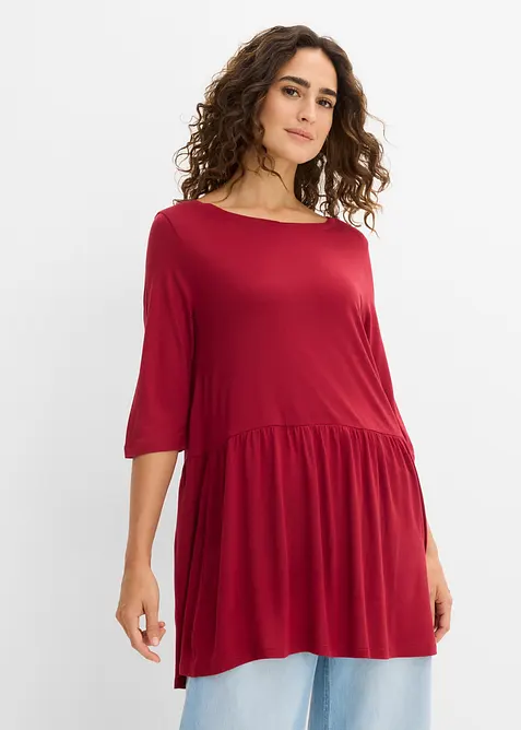 Maglia lunga in viscosa con balza, bonprix