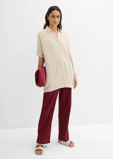 Blusa oversize lunga in mussola di puro cotone, bonprix