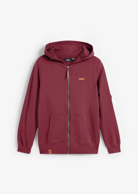 Felpa con zip e cappuccio in puro cotone, bonprix