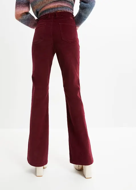 Pantaloni a zampa in velluto a coste elasticizzato con vita alta e comoda, bonprix