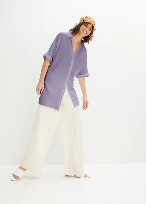 Blusa oversize lunga in soffice mussola, bonprix