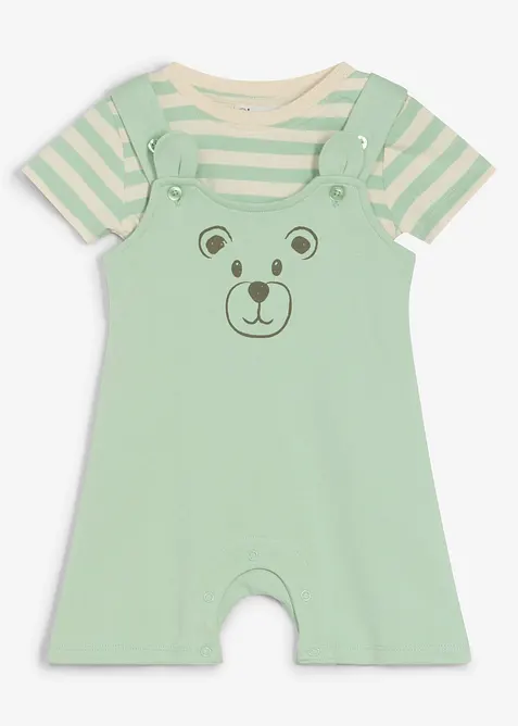 T-shirt + salopette corta (set 2 pezzi), bonprix