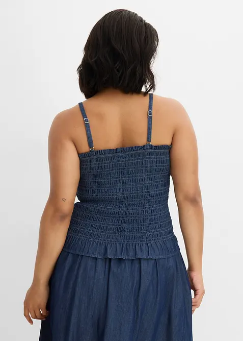 Top con spalline sottili in jeans di cotone biologico, bonprix