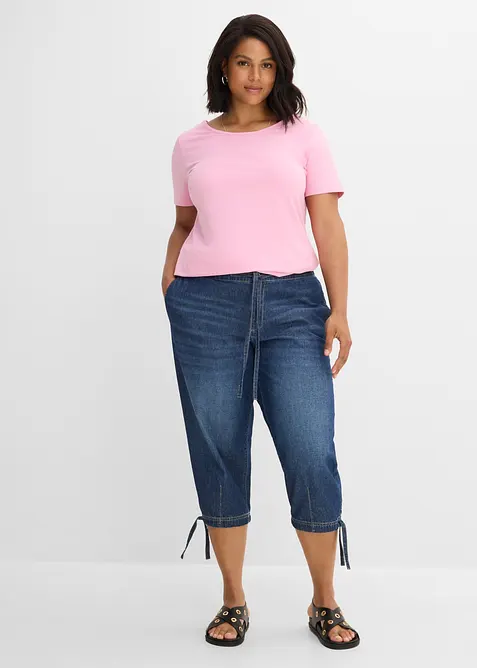 Jeans barrel cropped, vita media, bonprix