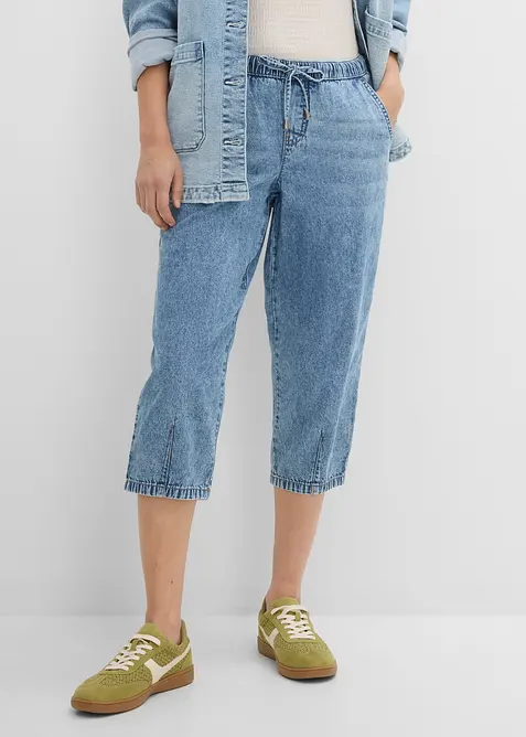 Jeans barrel cropped, vita media, bonprix