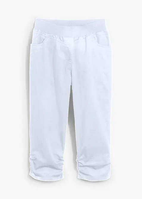 Pantaloni capri di misto cotone con cinta comoda, bonprix