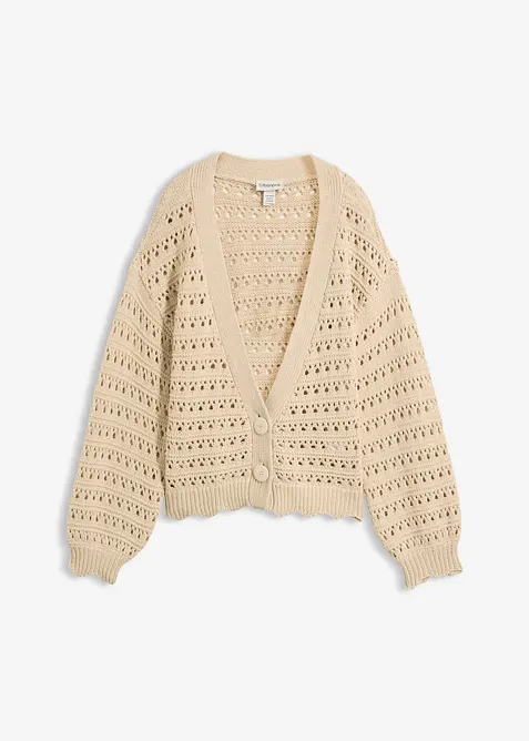 Cardigan traforato in puro cotone, bonprix