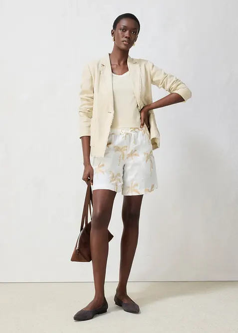 Shorts ricamati in puro lino, bonprix