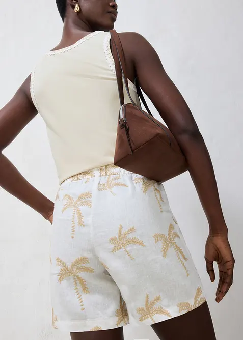 Shorts ricamati in puro lino, bonprix