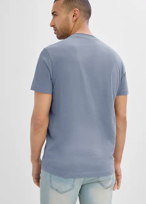 T-shirt serafino a maniche corte in puro cotone biologico, bonprix