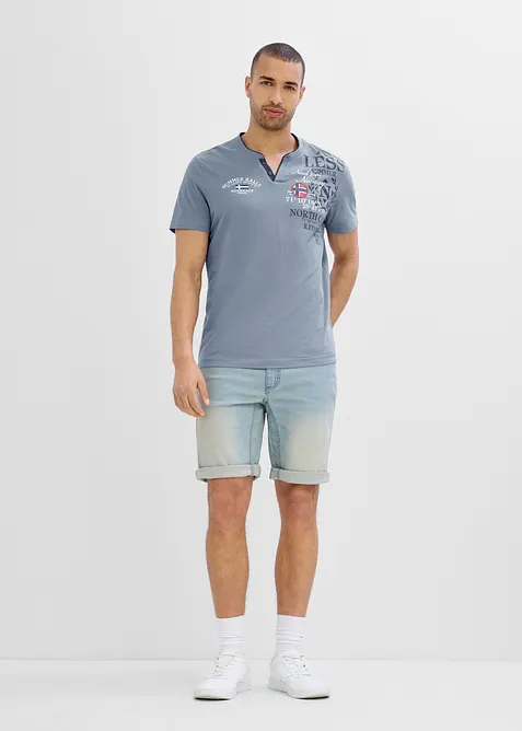 T-shirt serafino a maniche corte in puro cotone biologico, bonprix