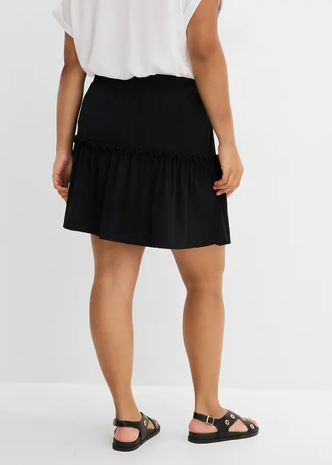 Gonna con balza in jersey di misto viscosa, bonprix