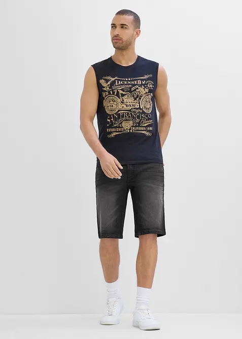Bermuda di jeans elasticizzati con cavallo rafforzato, regular fit, bonprix