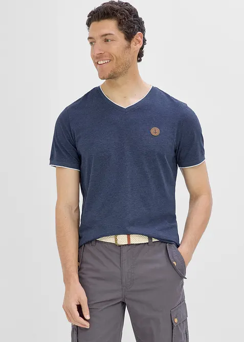 T-shirt a V con effetto doppio strato, bonprix