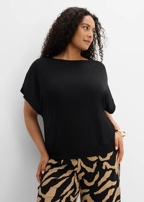 Maglia a coste con maniche a pipistrello, bonprix