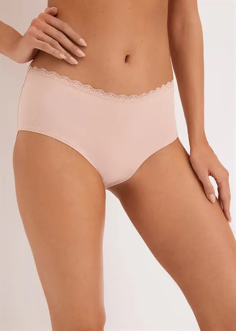 Panty pr&eacute;maman con cotone biologico e pizzo (pacco da 3), bonprix