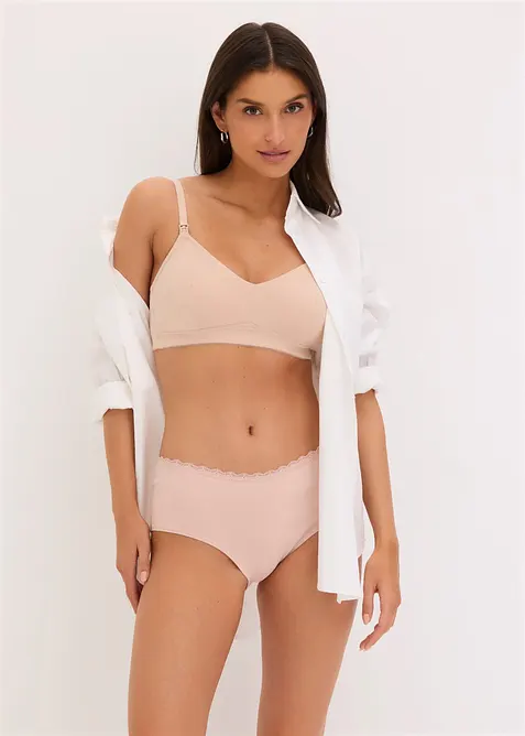 Panty pr&eacute;maman con cotone biologico e pizzo (pacco da 3), bonprix