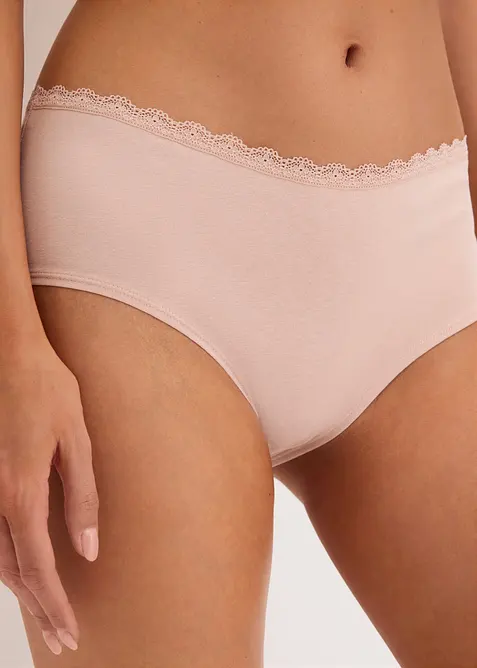 Panty pr&eacute;maman con cotone biologico e pizzo (pacco da 3), bonprix
