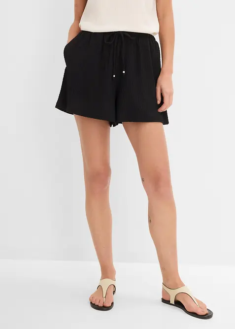 Shorts con elastico in vita in cr&ecirc;pe operato, bonprix