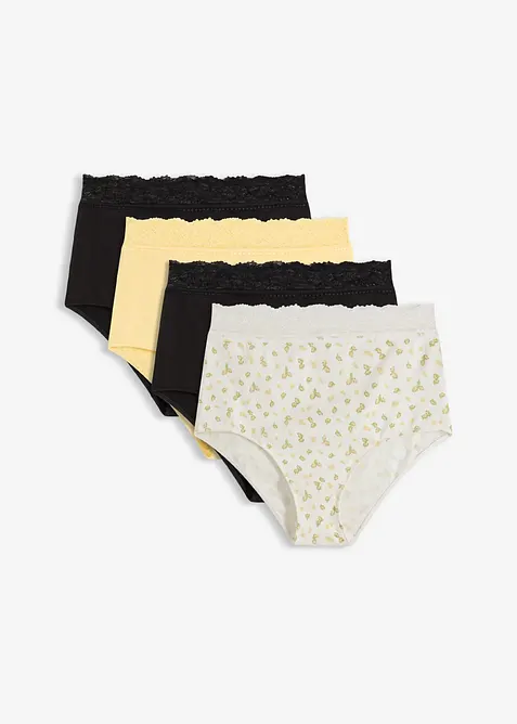 Slip a vita alta con morbido cotone (pacco da 4), bonprix