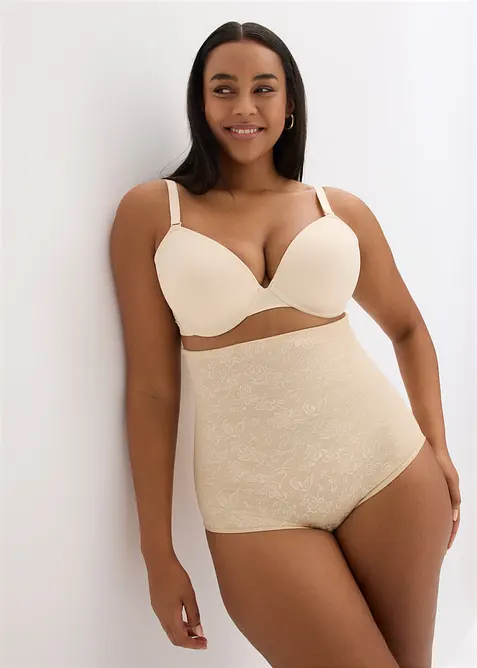 Slip a vita alta in pizzo con effetto modellante medio, bonprix