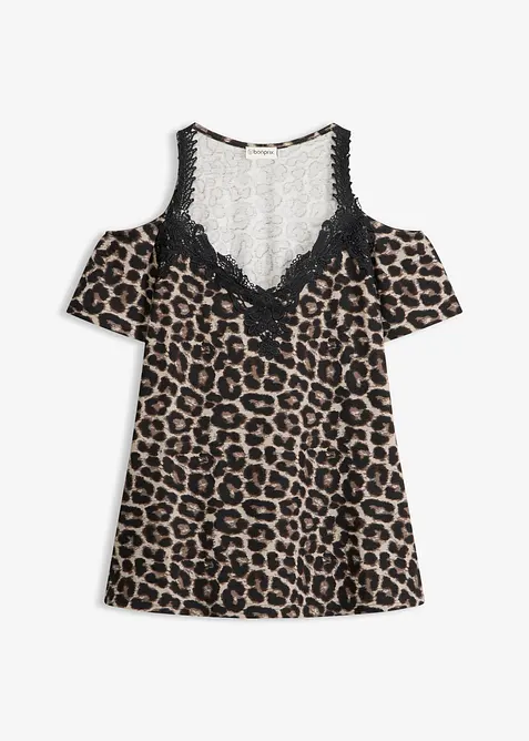 Maglia con spalle scoperte e pizzo, bonprix