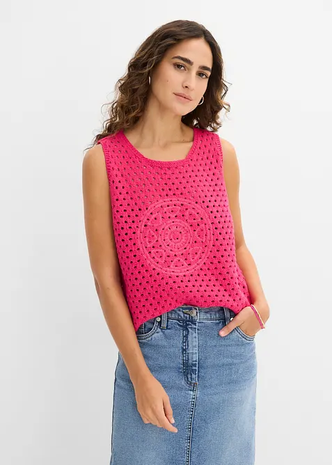 Top all'uncinetto in puro cotone, bonprix