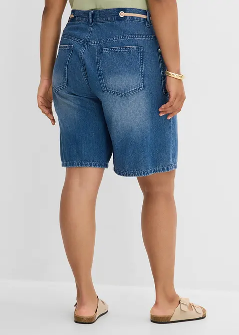 Bermuda in jeans con cordoncino, vita media, bonprix