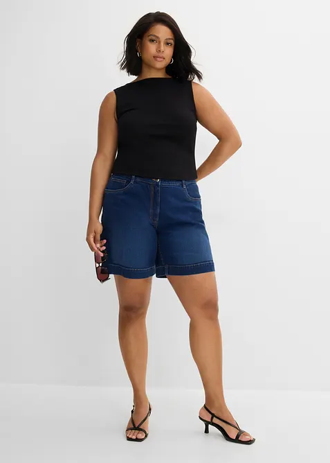 Bermuda in jeans di cotone biologico, vita media, bonprix