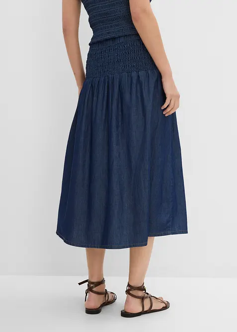 Gonna midi di jeans con elastico in vita, bonprix