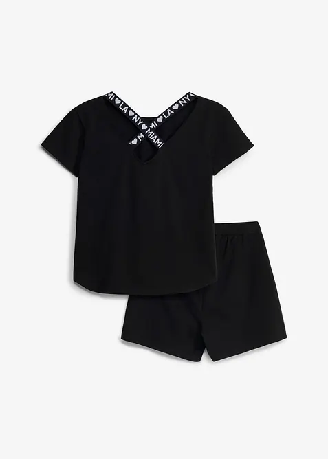 T-shirt e pantaloni corti in misto cotone biologico elasticizzato (set 2 pezzi), bonprix