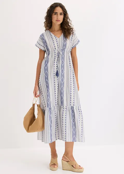 Abito midi in misto cotone, bonprix