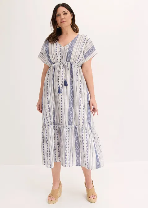 Abito midi in misto cotone, bonprix