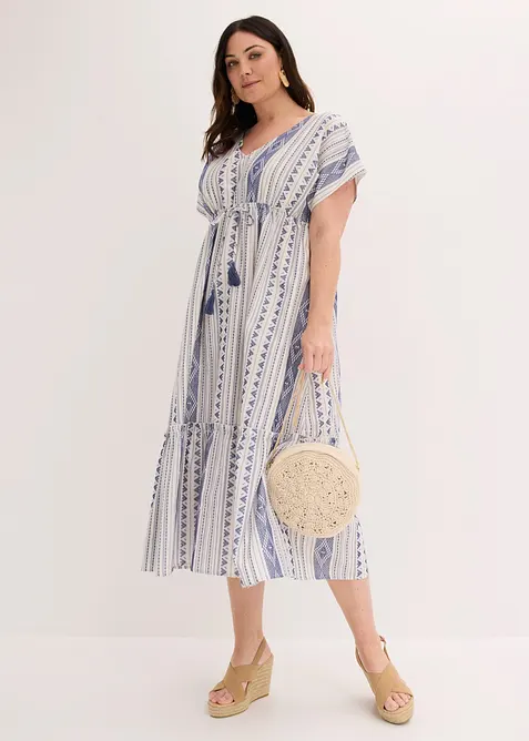 Abito midi in misto cotone, bonprix