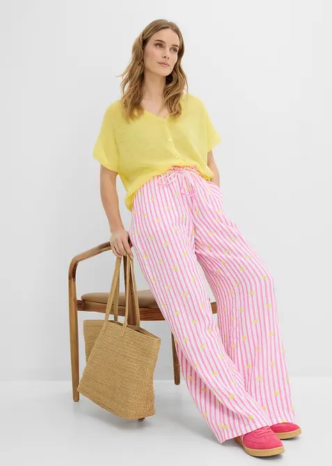 Pantaloni in mussola leggera con elastico in vita, bonprix